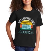 Just A Boy Who Loves Coding Computer Kids T-Shirt