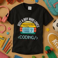 Just A Boy Who Loves Coding Computer Kids T-Shirt