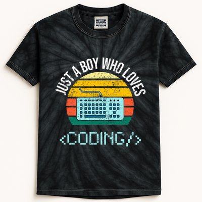 Just A Boy Who Loves Coding Computer Kids Tie-Dye T-Shirt