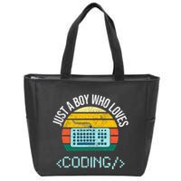 Just A Boy Who Loves Coding Computer Zip Tote Bag