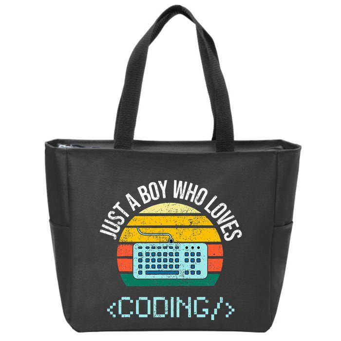 Just A Boy Who Loves Coding Computer Zip Tote Bag