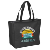 Just A Boy Who Loves Coding Computer Zip Tote Bag