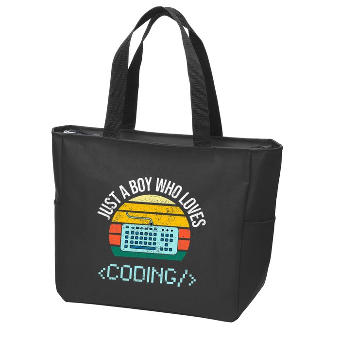Just A Boy Who Loves Coding Computer Zip Tote Bag