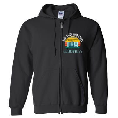 Just A Boy Who Loves Coding Computer Full Zip Hoodie