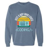 Just A Boy Who Loves Coding Computer Garment-Dyed Sweatshirt