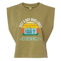 Just A Boy Who Loves Coding Computer Garment-Dyed Women's Muscle Tee