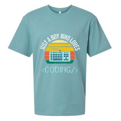 Just A Boy Who Loves Coding Computer Sueded Cloud Jersey T-Shirt