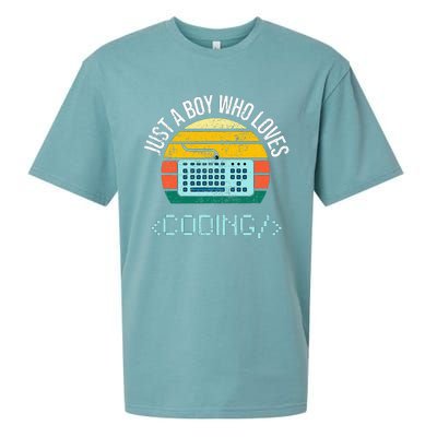 Just A Boy Who Loves Coding Computer Sueded Cloud Jersey T-Shirt