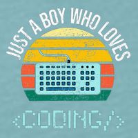 Just A Boy Who Loves Coding Computer Sueded Cloud Jersey T-Shirt