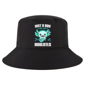 Just A Boy Who Loves Axolotls Funny Axolotl Gamer Kids Boys Cool Comfort Performance Bucket Hat