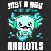 Just A Boy Who Loves Axolotls Funny Axolotl Gamer Kids Boys 7 Panel Mesh Trucker Snapback Hat