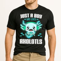 Just A Boy Who Loves Axolotls Funny Axolotl Gamer Kids Boys Cooling Performance Crew T-Shirt