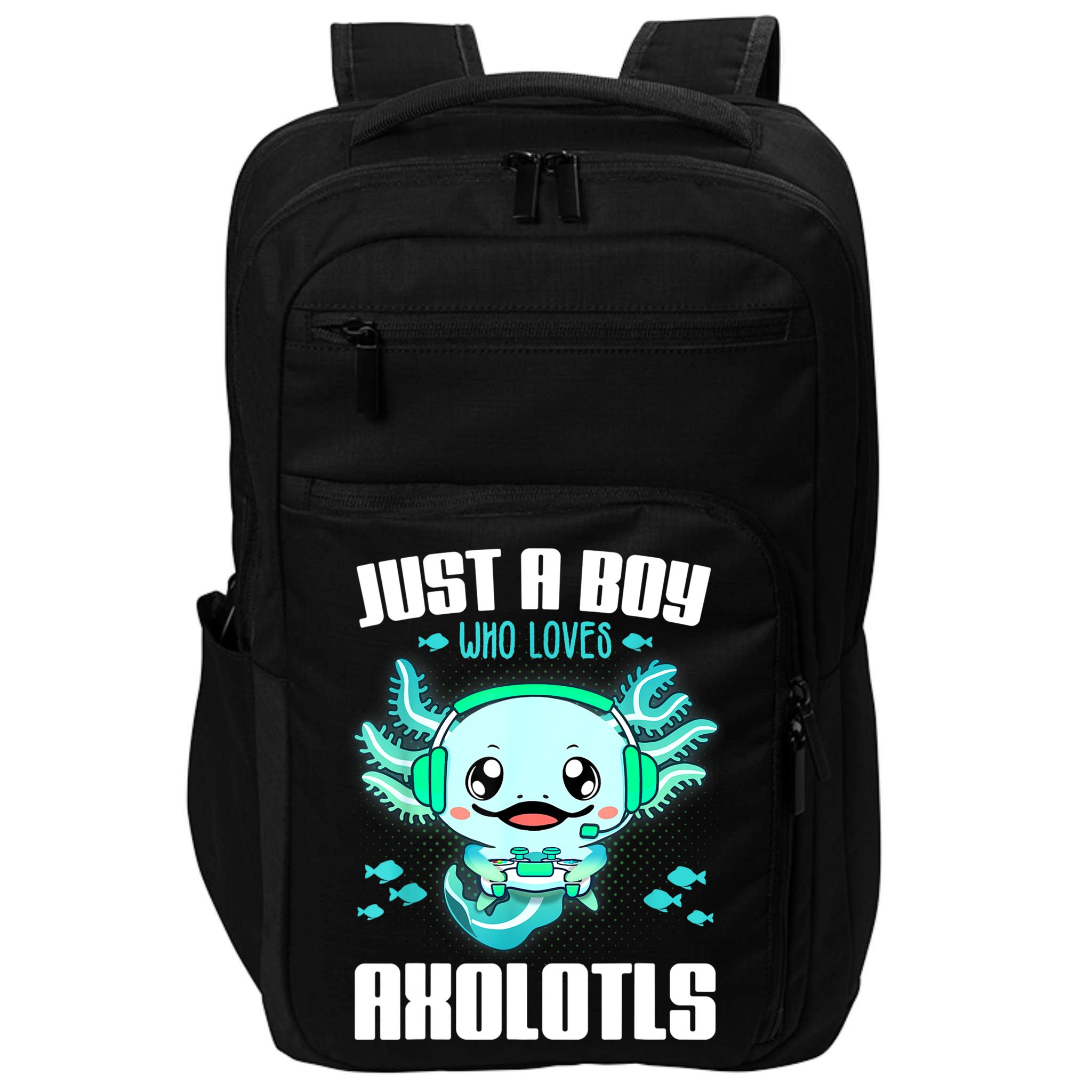 Just A Boy Who Loves Axolotls Funny Axolotl Gamer Kids Boys Impact Tech Backpack