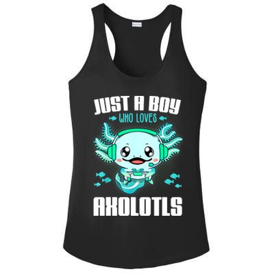Just A Boy Who Loves Axolotls Funny Axolotl Gamer Kids Boys Ladies PosiCharge Competitor Racerback Tank