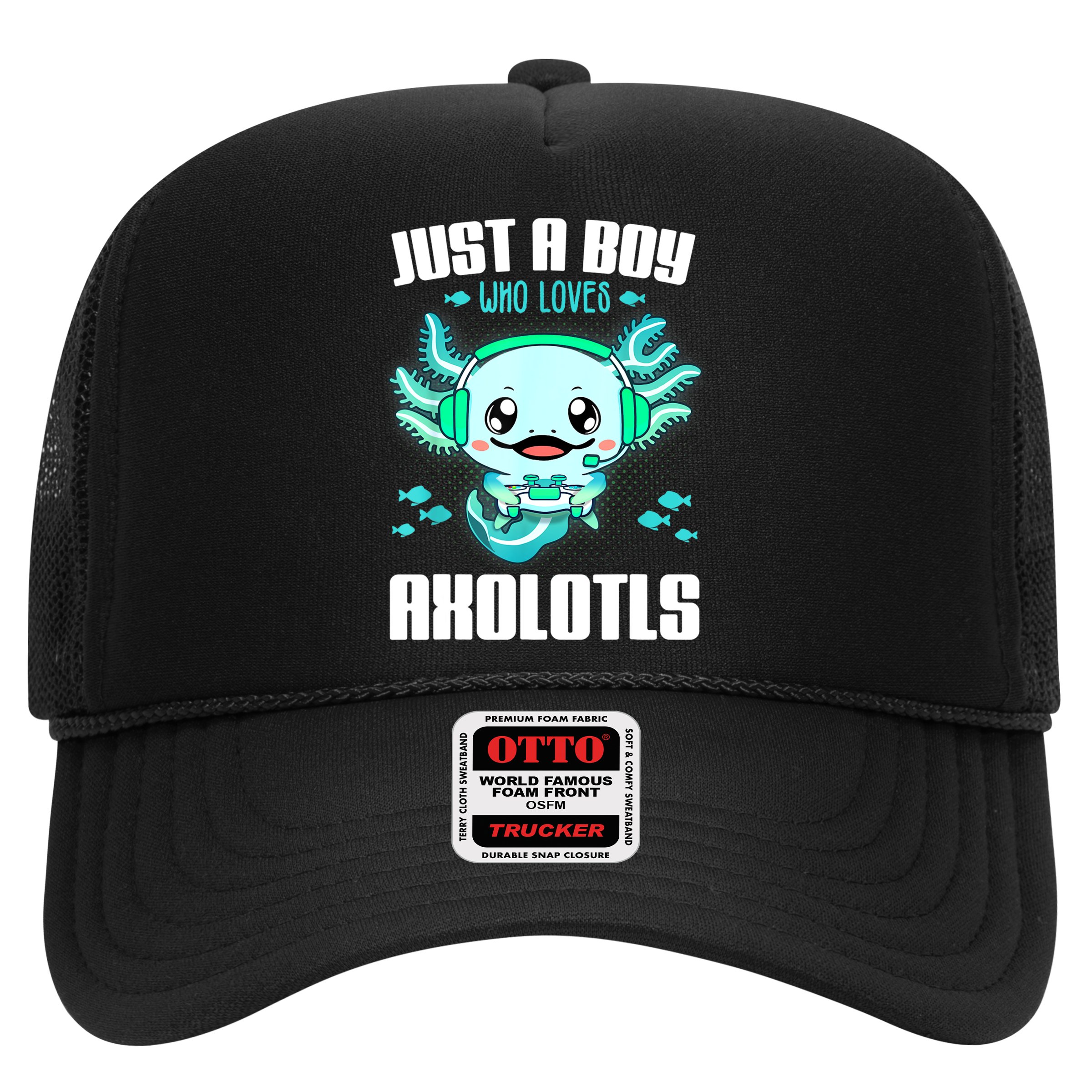 Just A Boy Who Loves Axolotls Funny Axolotl Gamer Kids Boys Hat