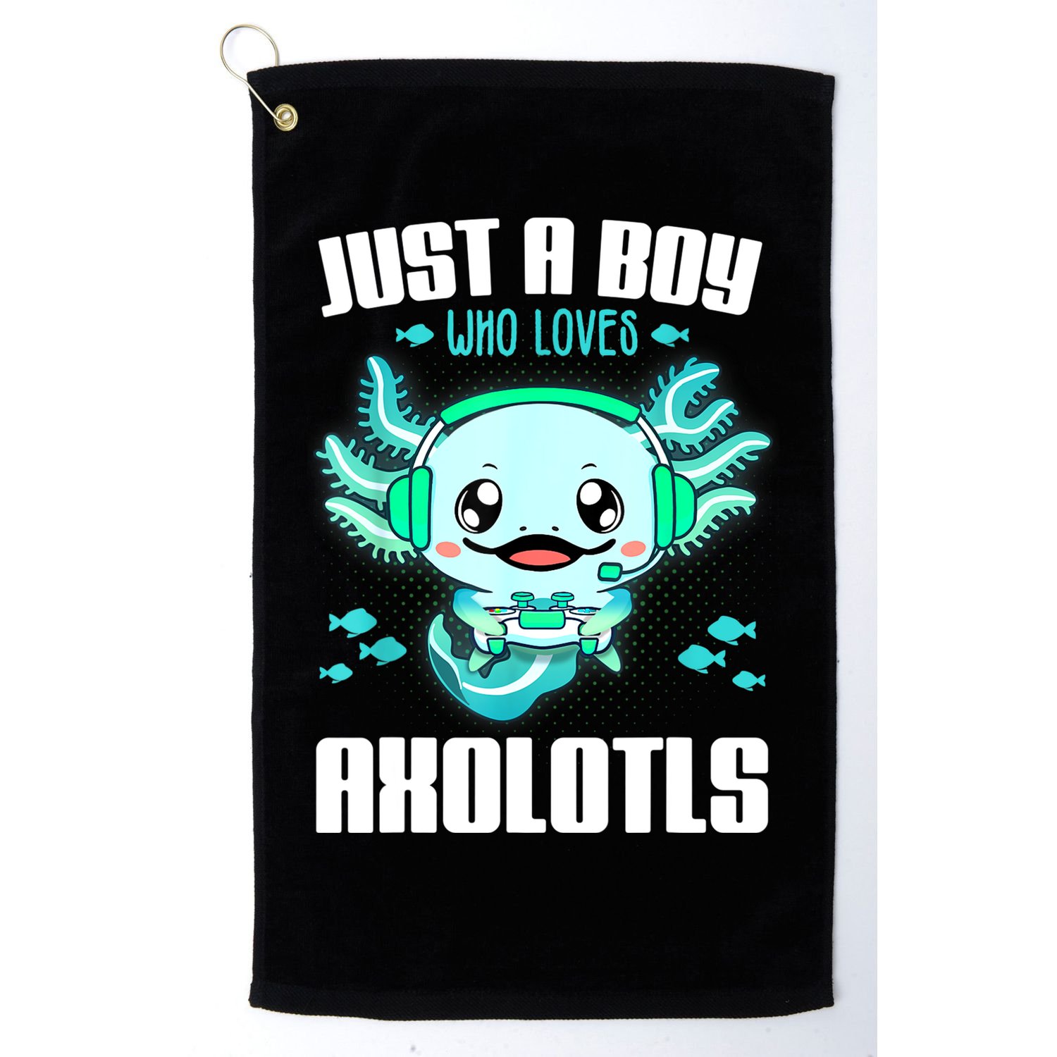 Just A Boy Who Loves Axolotls Funny Axolotl Gamer Kids Boys Golf Towel
