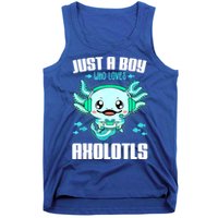 Just A Boy Who Loves Axolotls Funny Axolotl Gamer Kids Boys Tank Top