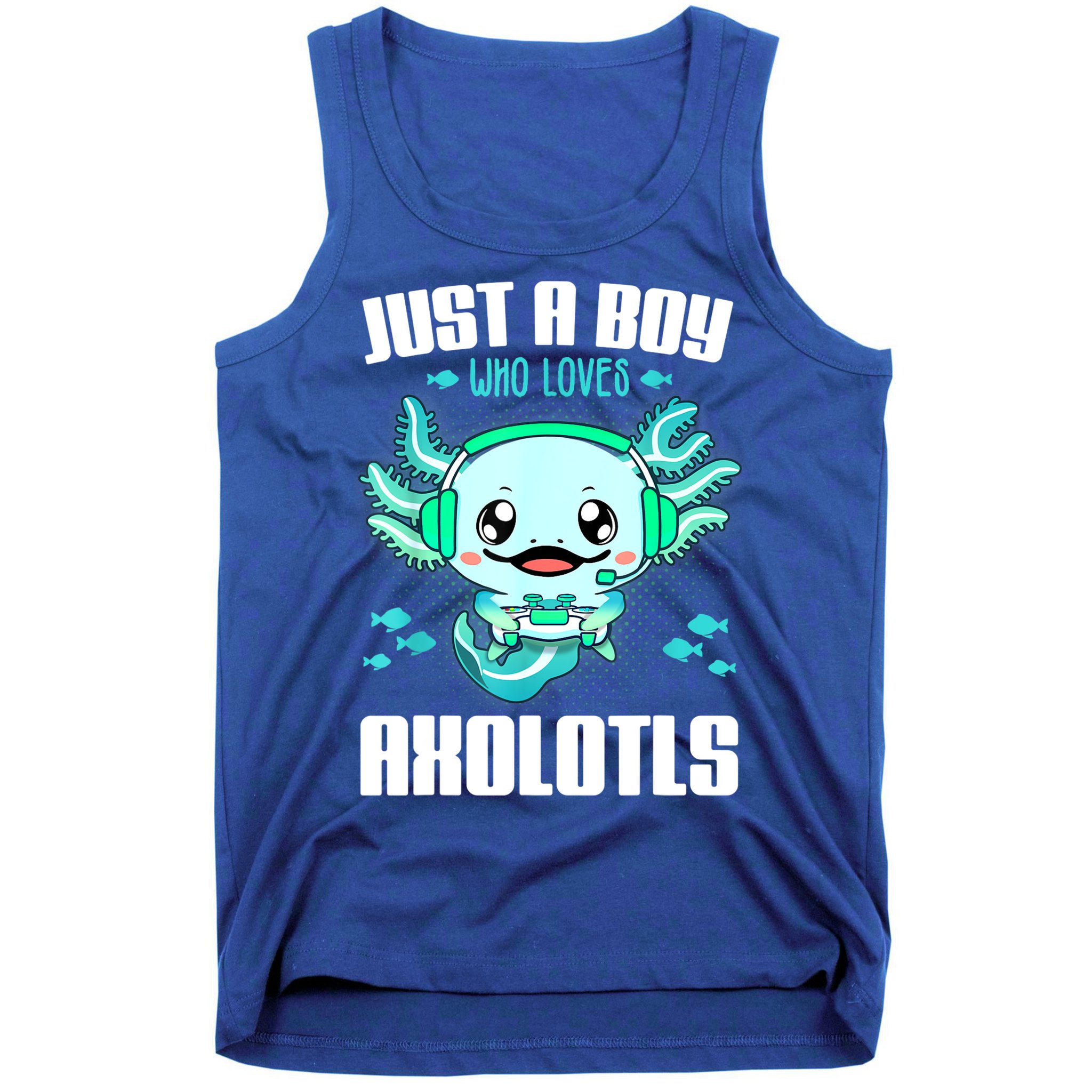 Just A Boy Who Loves Axolotls Funny Axolotl Gamer Kids Boys Tank Top