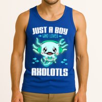 Just A Boy Who Loves Axolotls Funny Axolotl Gamer Kids Boys Tank Top