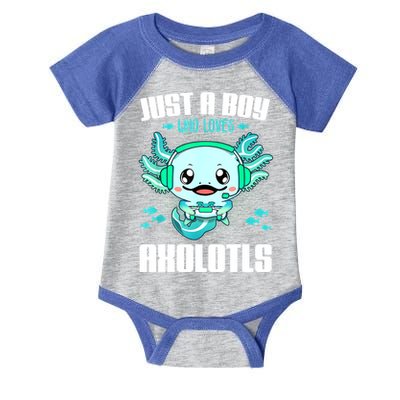 Just A Boy Who Loves Axolotls Funny Axolotl Gamer Kids Boys Infant Baby Jersey Bodysuit