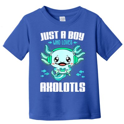 Just A Boy Who Loves Axolotls Funny Axolotl Gamer Kids Boys Toddler T-Shirt