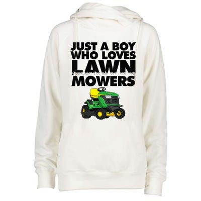 Just A Boy Who Loves Lawn Mowers Womens Funnel Neck Pullover Hood