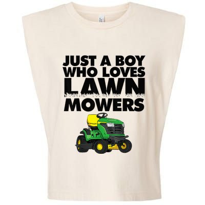 Just A Boy Who Loves Lawn Mowers Garment-Dyed Women's Muscle Tee