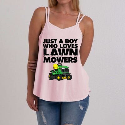 Just A Boy Who Loves Lawn Mowers Women's Strappy Tank