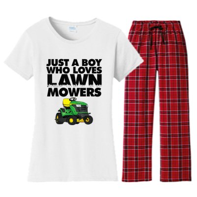 Just A Boy Who Loves Lawn Mowers Women's Flannel Pajama Set