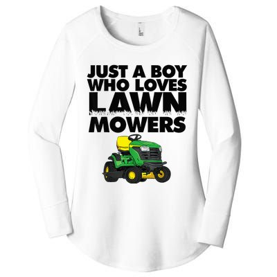 Just A Boy Who Loves Lawn Mowers Women's Perfect Tri Tunic Long Sleeve Shirt