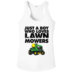 Just A Boy Who Loves Lawn Mowers Ladies PosiCharge Competitor Racerback Tank