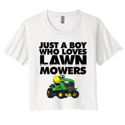 Just A Boy Who Loves Lawn Mowers Women's Crop Top Tee