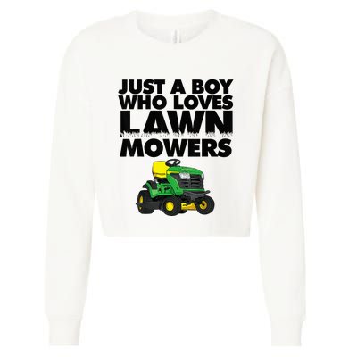 Just A Boy Who Loves Lawn Mowers Cropped Pullover Crew