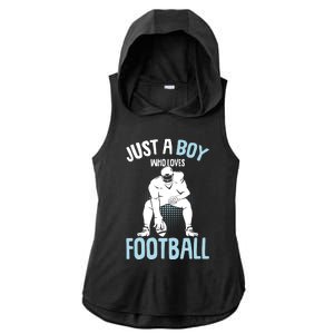 Just A Boy Who Loves Football American Football Boy Ladies PosiCharge Tri-Blend Wicking Draft Hoodie Tank