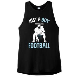 Just A Boy Who Loves Football American Football Boy Ladies PosiCharge Tri-Blend Wicking Tank