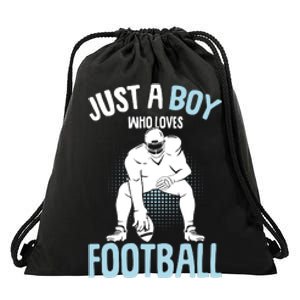 Just A Boy Who Loves Football American Football Boy Drawstring Bag