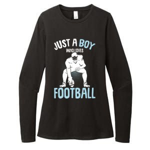 Just A Boy Who Loves Football American Football Boy Womens CVC Long Sleeve Shirt