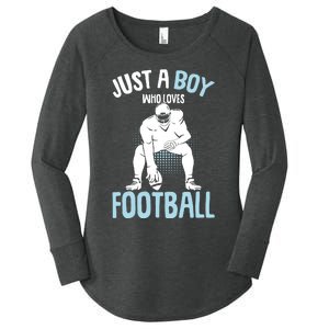 Just A Boy Who Loves Football American Football Boy Women's Perfect Tri Tunic Long Sleeve Shirt