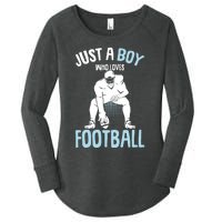 Just A Boy Who Loves Football American Football Boy Women's Perfect Tri Tunic Long Sleeve Shirt