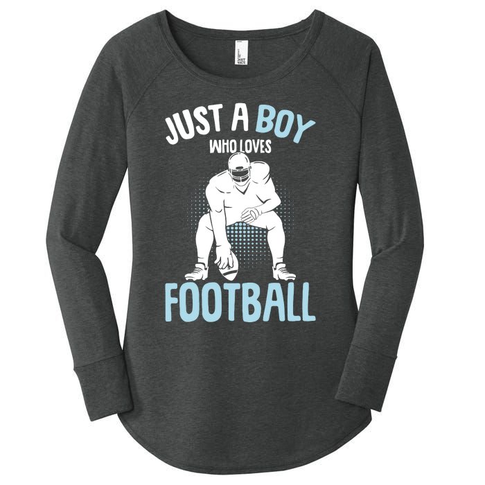 Just A Boy Who Loves Football American Football Boy Women's Perfect Tri Tunic Long Sleeve Shirt