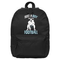 Just A Boy Who Loves Football American Football Boy 16 in Basic Backpack