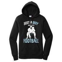 Just A Boy Who Loves Football American Football Boy Women's Pullover Hoodie