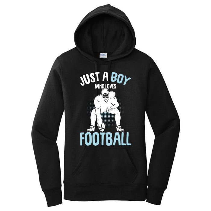 Just A Boy Who Loves Football American Football Boy Women's Pullover Hoodie