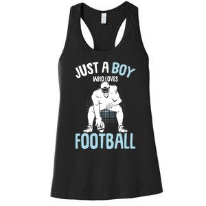 Just A Boy Who Loves Football American Football Boy Women's Racerback Tank