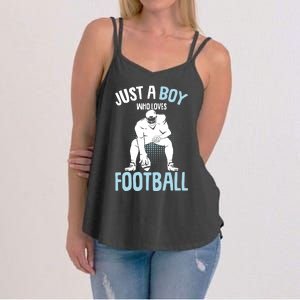 Just A Boy Who Loves Football American Football Boy Women's Strappy Tank