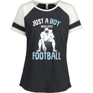 Just A Boy Who Loves Football American Football Boy Enza Ladies Jersey Colorblock Tee