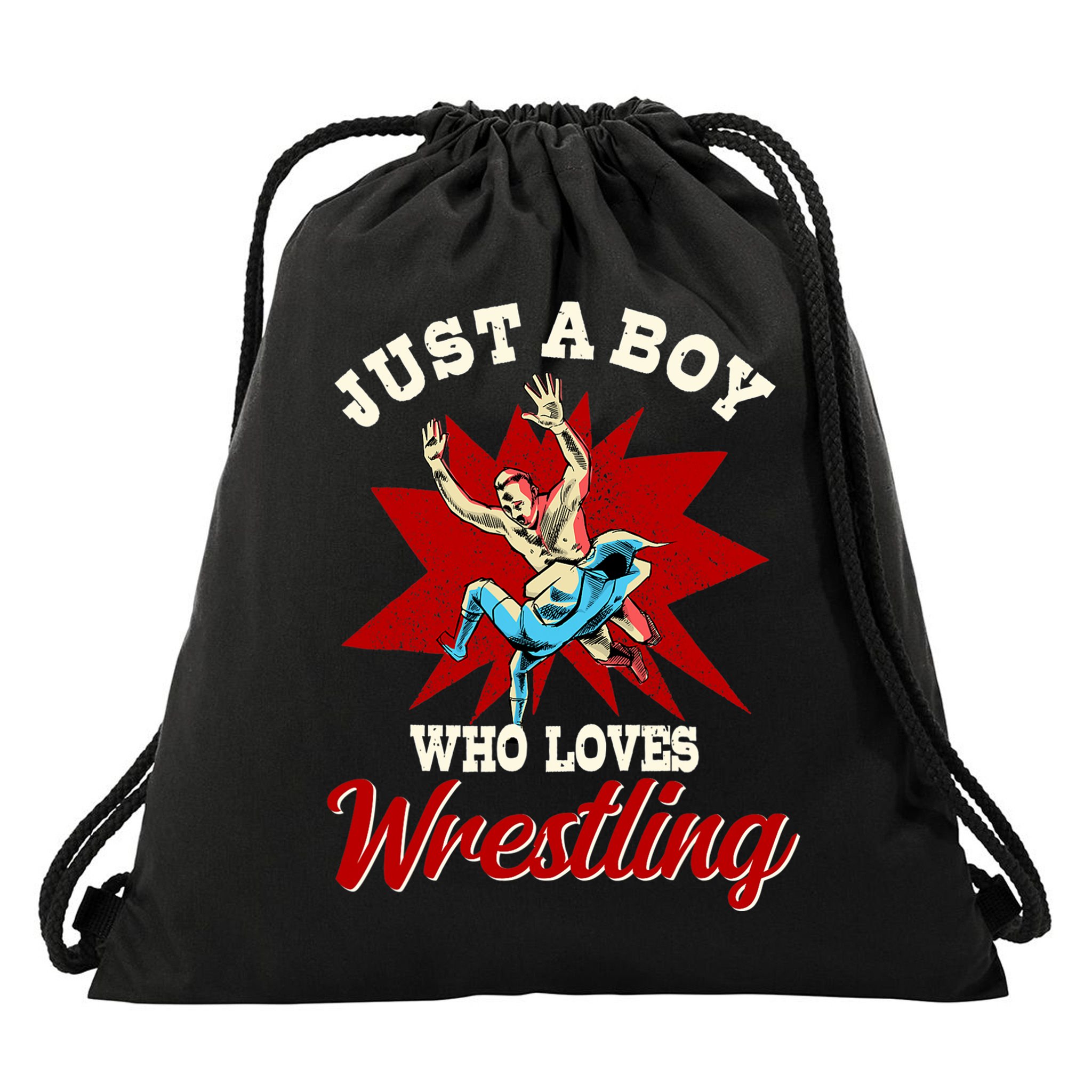 Just A Boy Who Loves Wrestling Wrestle Wrestler Drawstring Bag