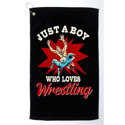 Just A Boy Who Loves Wrestling Wrestle Wrestler Golf Towel