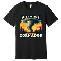 Just A Boy Who Loves Tornados Meteorology Storm Chaser Premium T-Shirt