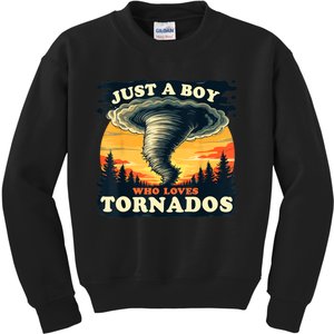 Just A Boy Who Loves Tornados Meteorology Storm Chaser Kids Sweatshirt